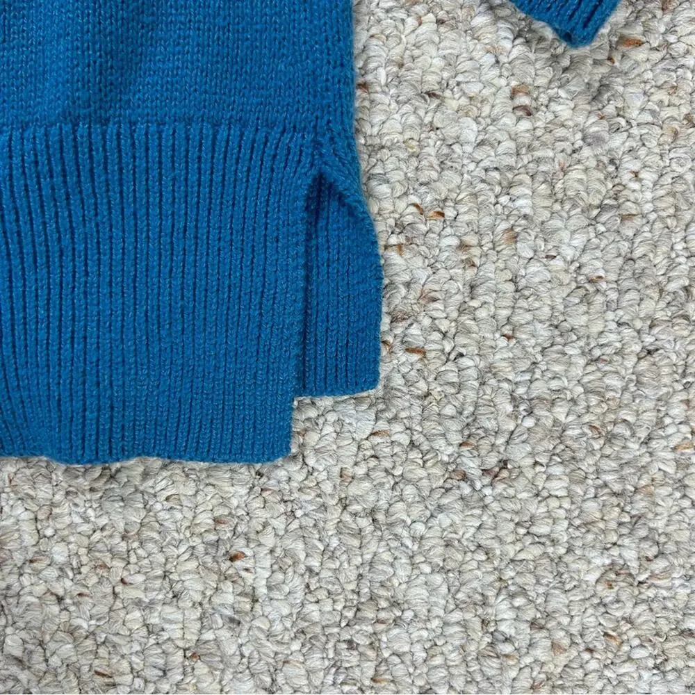 Banana Republic Crewneck Blue Sweater Mens Small Cotton Blend Split Hem